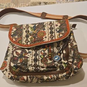 Sakroots Brown Crossbody Bag with Botanical Print